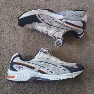 Asics Gel Vintage Sneakers Y2K Era Mens Size 13 White/Grey/Navy Blue/Orange RARE